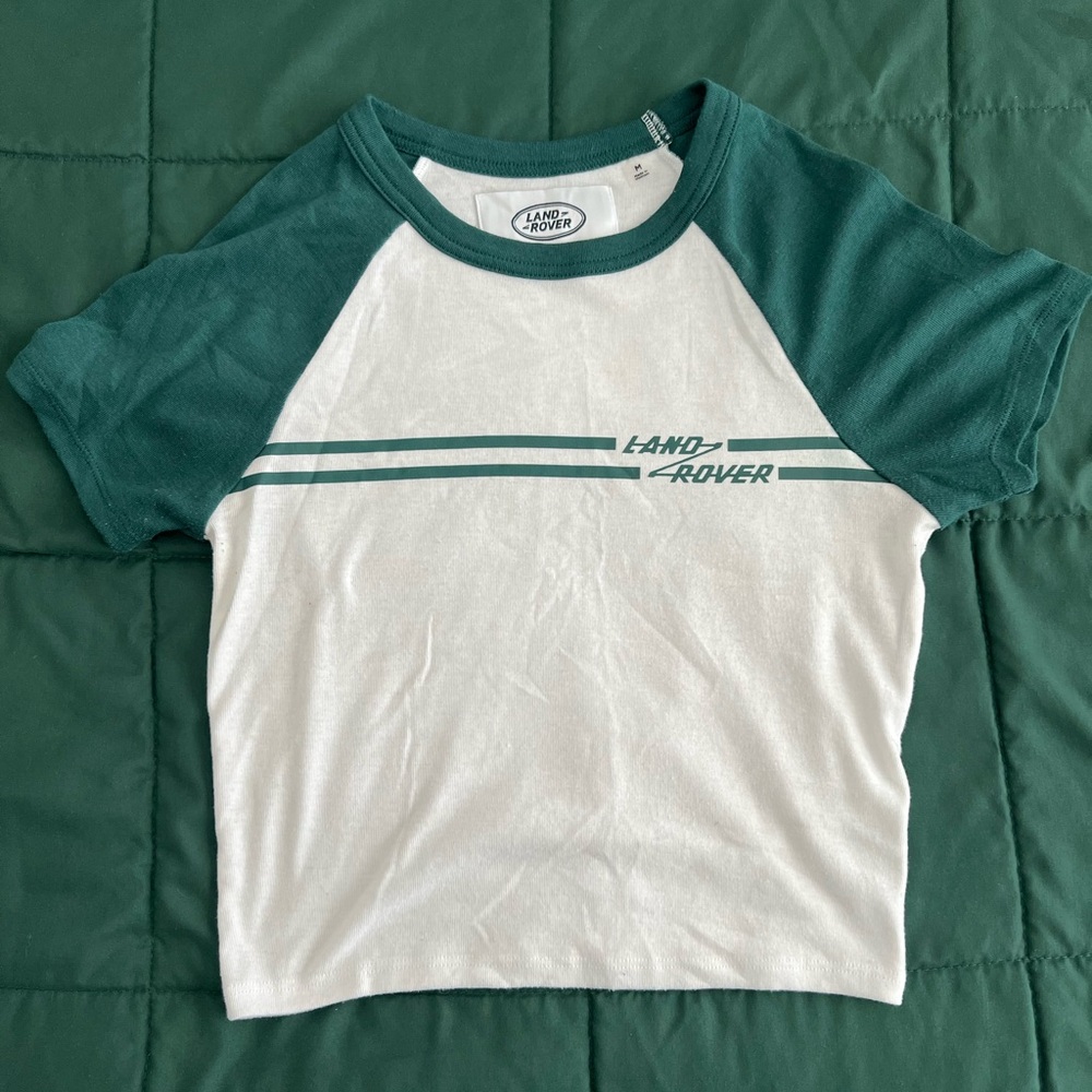Forest green and white crop top
